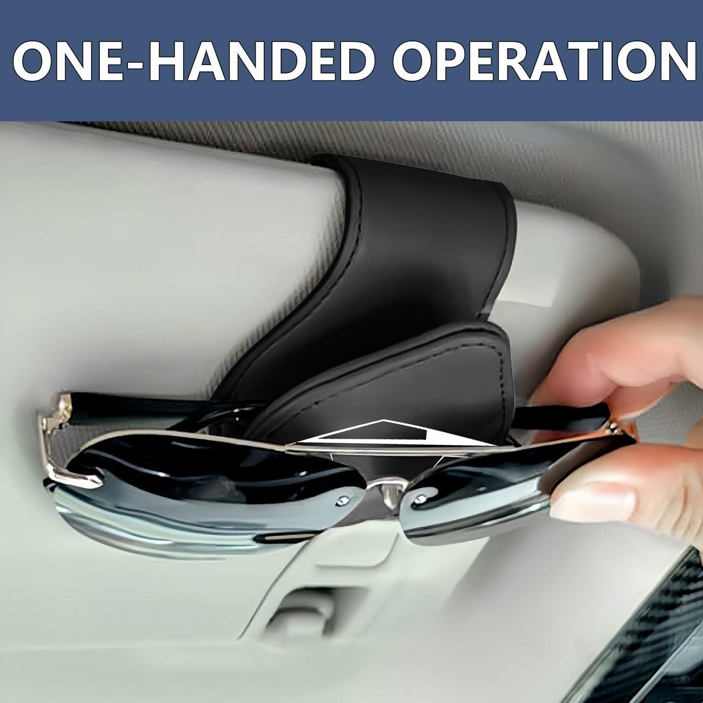 Car Sunglass Holder Tesla Cybertruck 2024-2025 Leather Visor Eyeglass Clip White