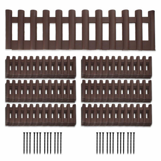 BuyAll Landscape Edging Border 17-Inch 24 Pack Brown Plastic Garden Fence
