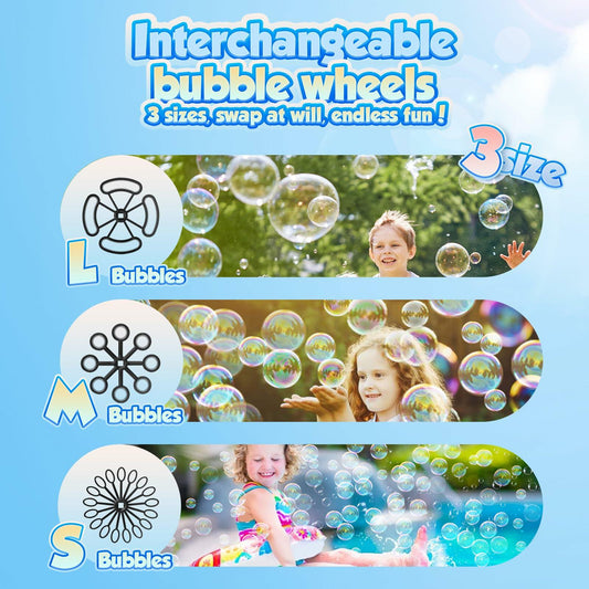 Beria Automatic Bubble Machine Kids Outdoor Toy 3 Bubble Sizes 2 Speeds