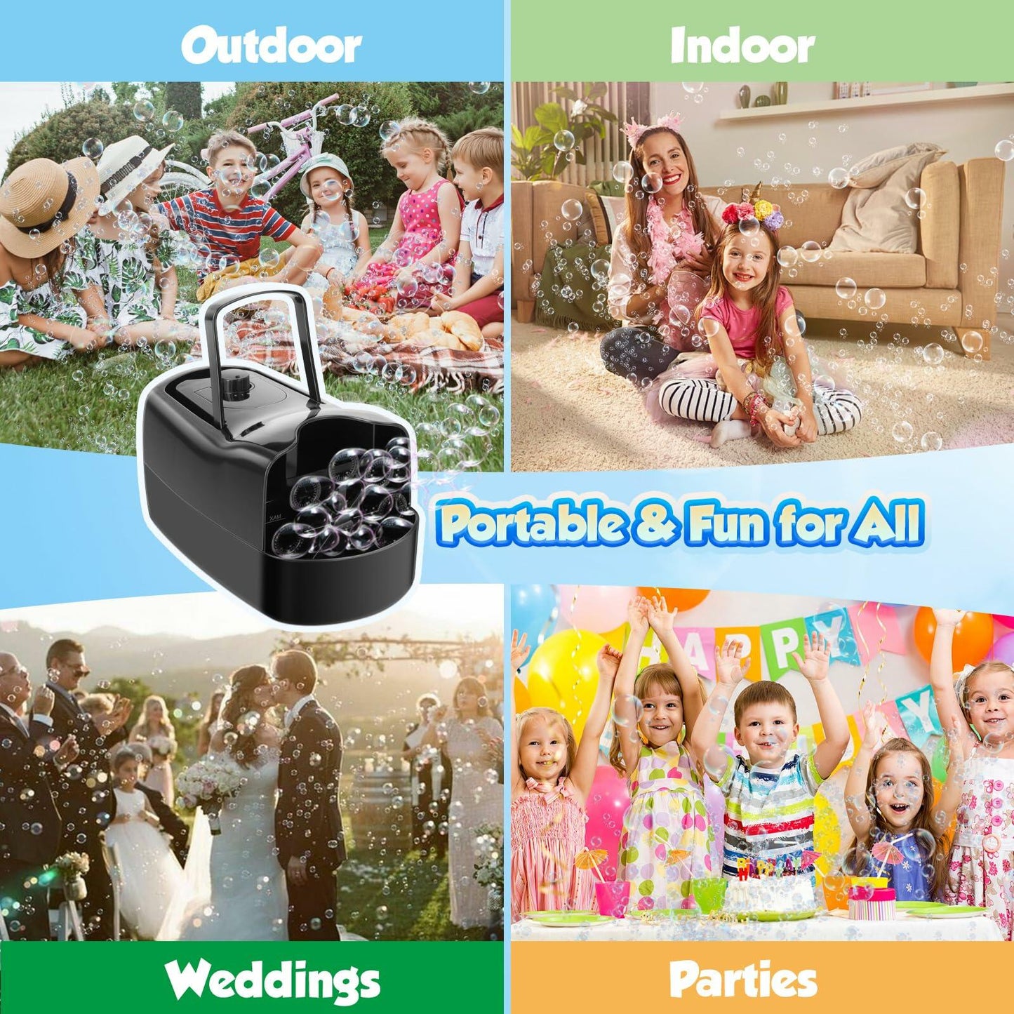 Beria Automatic Bubble Machine Kids Outdoor Toy 3 Bubble Sizes 2 Speeds