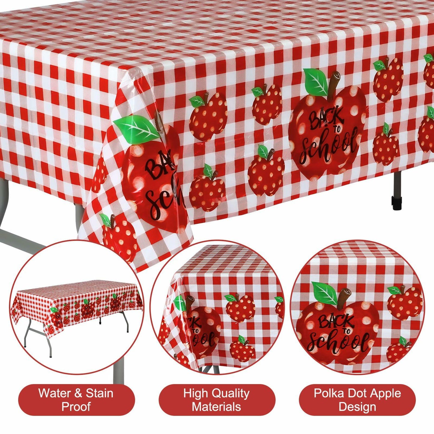 Zhehao 195 Pc Back to School Party Tableware Set Apple Red White Green