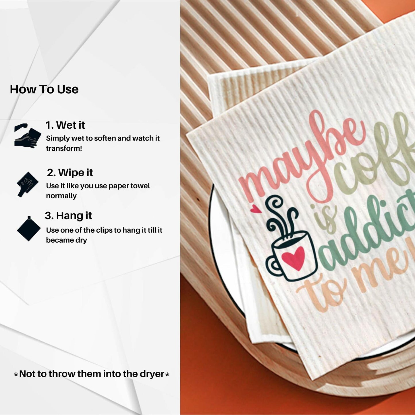 Lily's Home & Kitchen Swedish Dishcloths 8 Pack with 2 Clips Multi Color