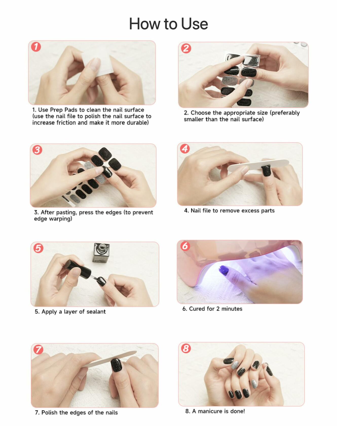 DUKASOU Christmas Semi Cured Gel Nail Strips Santa Claus 28 PCS UV Light