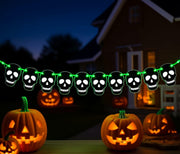 RadiantFlux Glowing Halloween Skull Flag 10Ft Green Felt Skull Banner