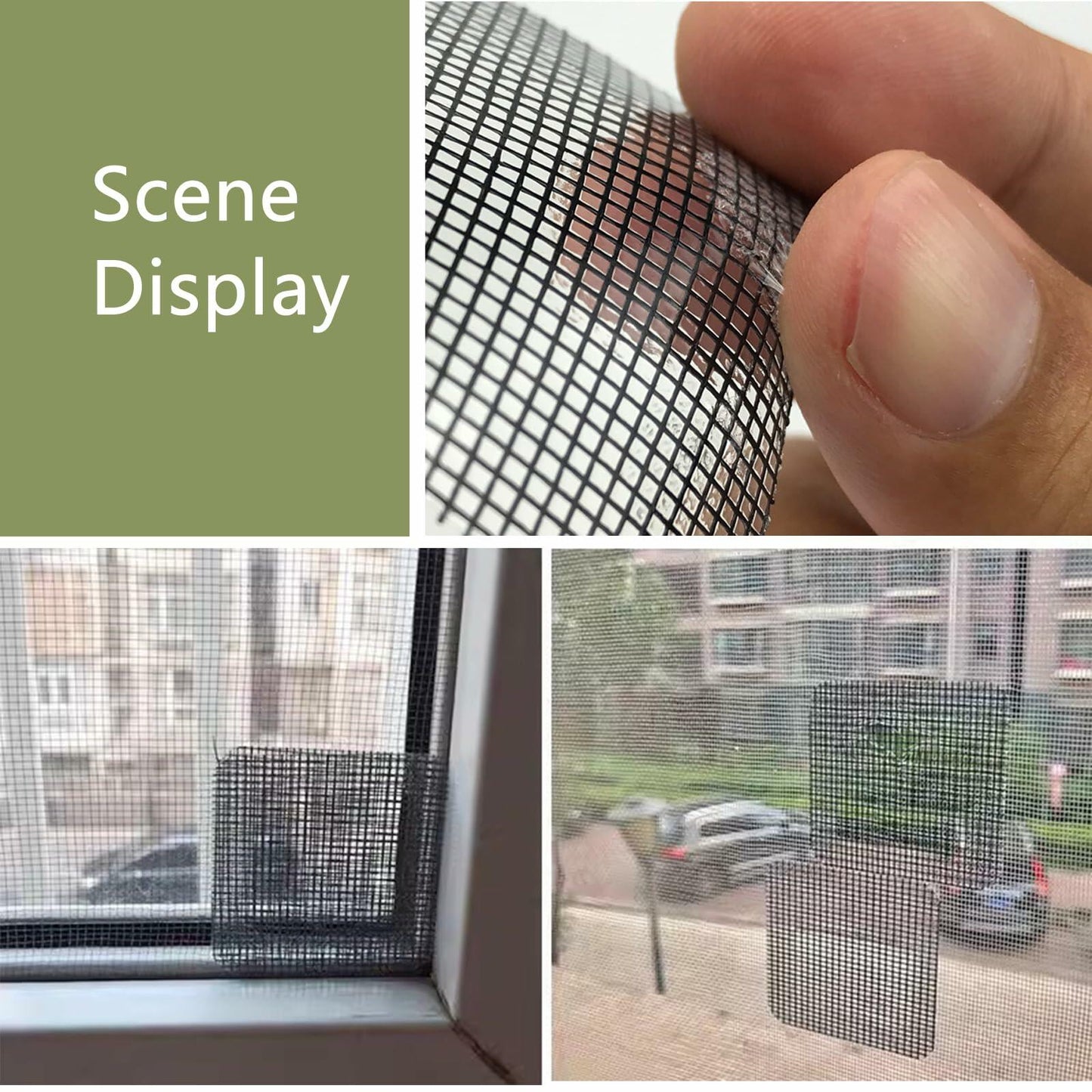 EVKILKJS 30PCS Screen Repair Kit Black Fiberglass Tape Mesh Door Patch