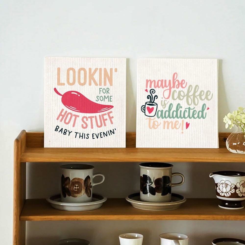 Lily's Home & Kitchen Swedish Dishcloths 8 Pack with 2 Clips Multi Color