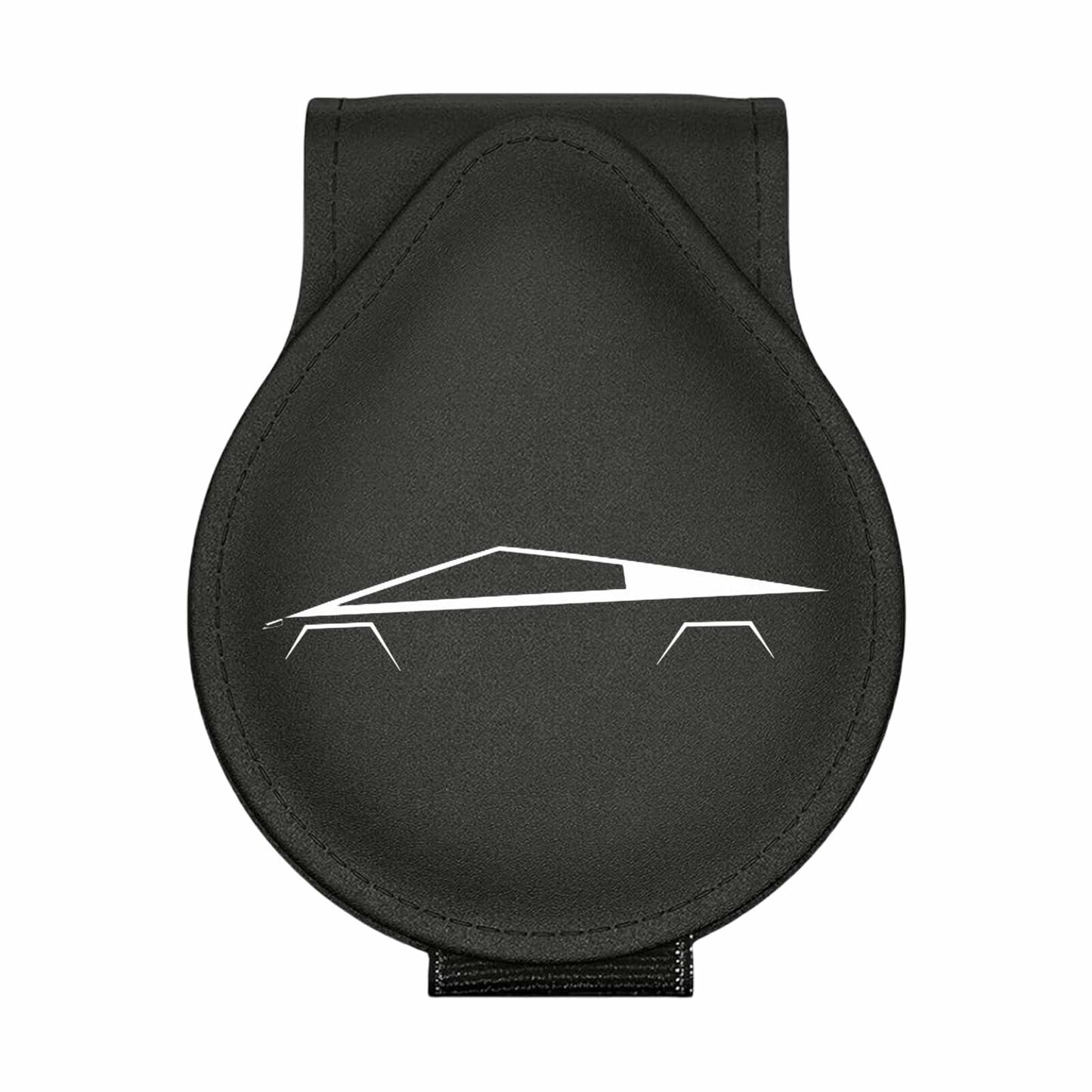 Car Sunglass Holder Tesla Cybertruck 2024-2025 Leather Visor Eyeglass Clip White