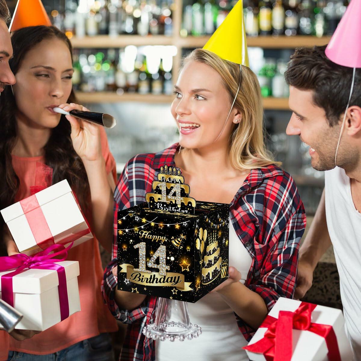 Toerifer Money Box Birthday Gift Black Gold 14 Years Old 35 Bags Size One Size