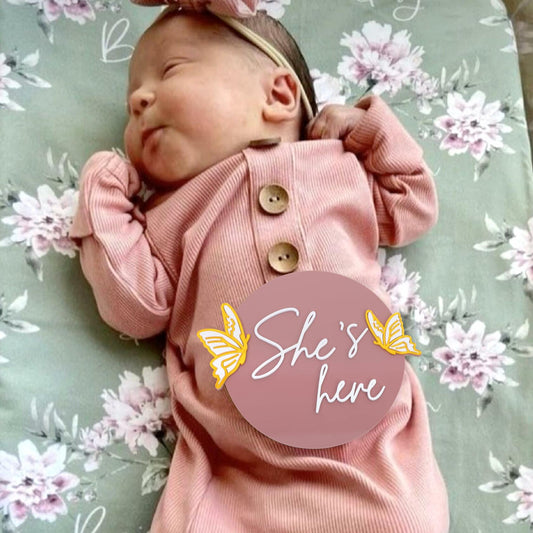 WAWUO She's Here Milestone Board Butterfly Gender Reveal Party Decor Acrylic