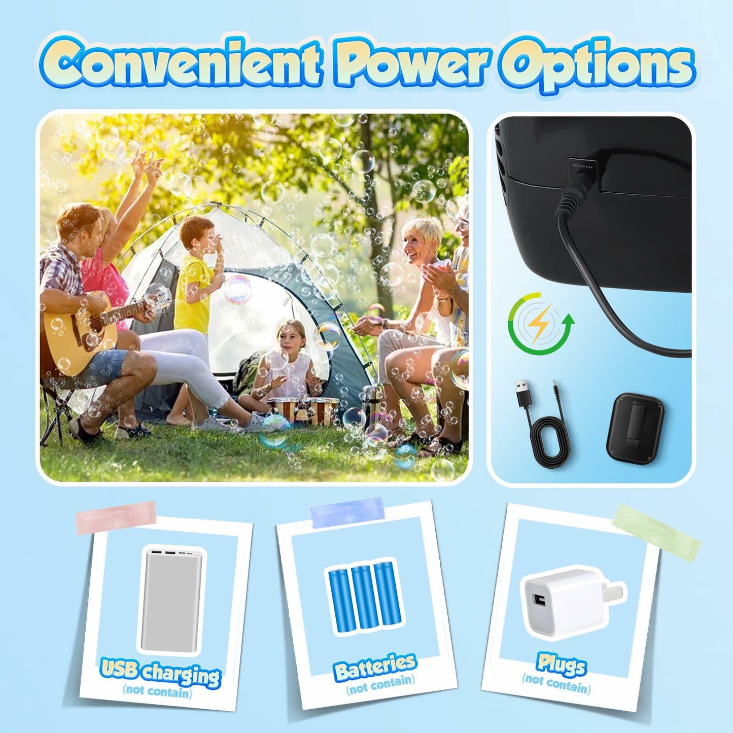 Beria Automatic Bubble Machine Kids Outdoor Toy 3 Bubble Sizes 2 Speeds