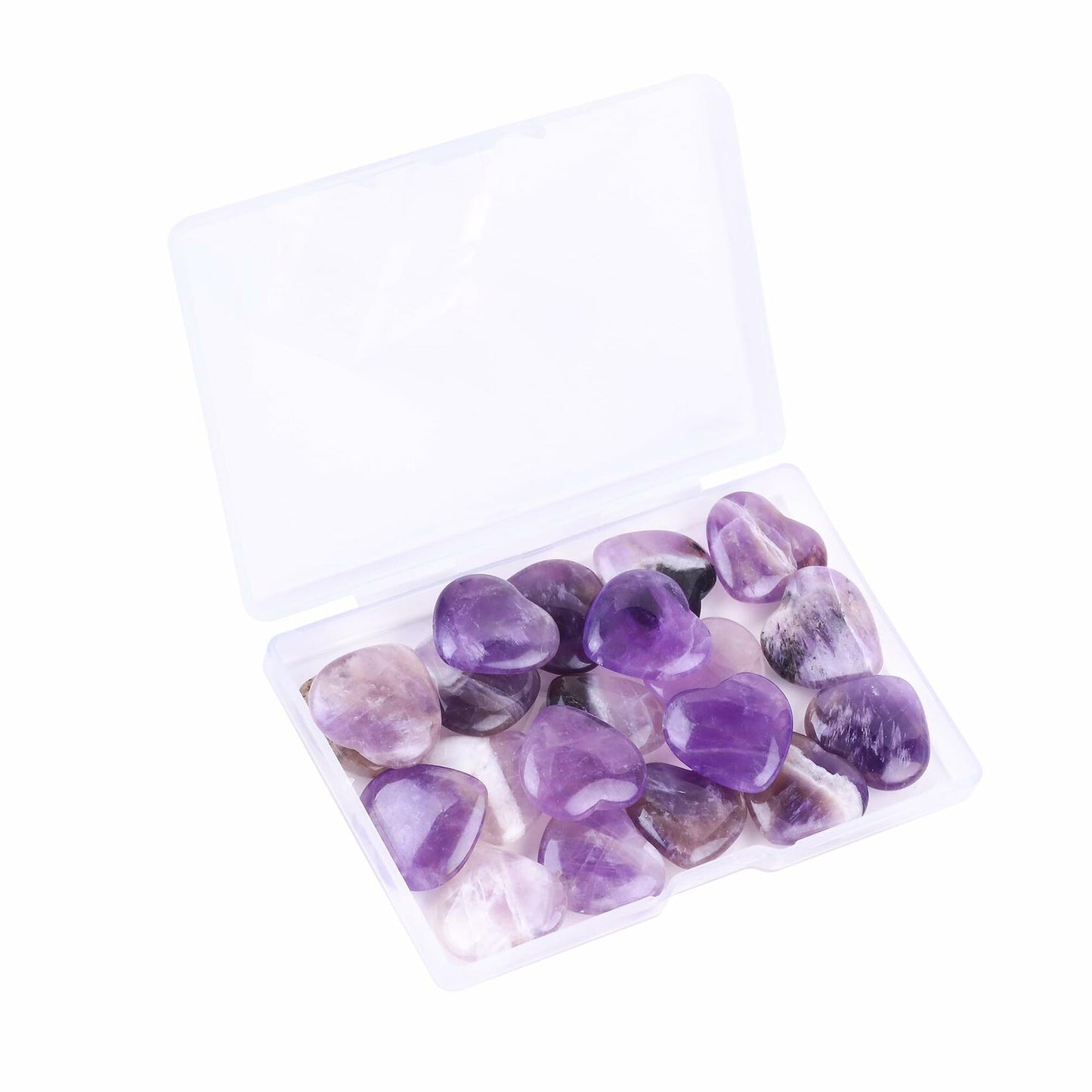30 PCS Natural Heart Amethyst & Green Aventurine Polished Healing Stones