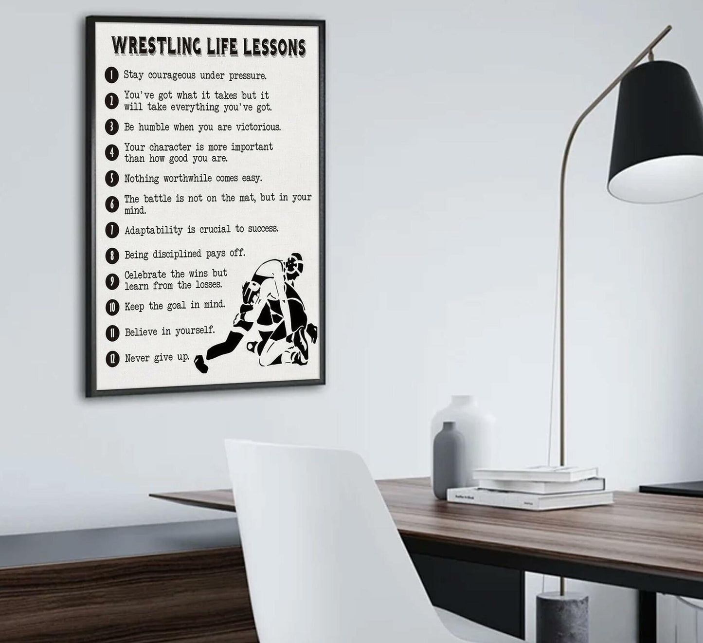 HSHFKLH Inspirational Wrestling Life Lessons Canvas Wall Art Motivational Poster