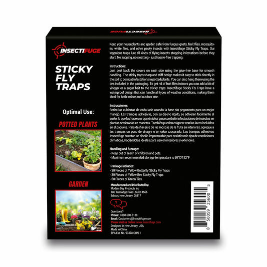 60Pcs Fungus Gnat Sticky Traps with Ties for Indoor Plants - Yellow