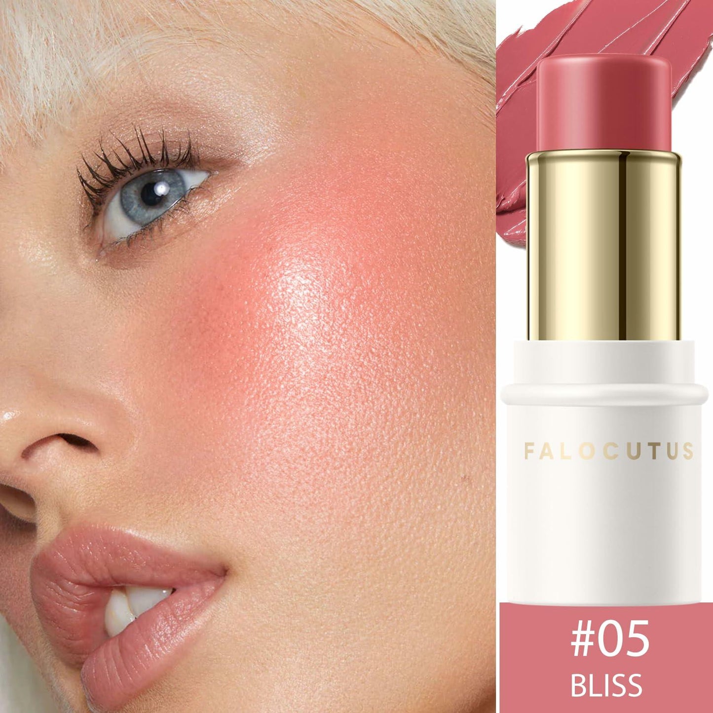 FALOCUTUS Cream Blush Makeup Stick 2Pcs 0.75oz Multi-Stick Heat Waves