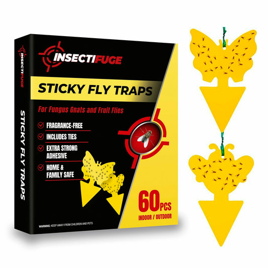 60Pcs Fungus Gnat Sticky Traps with Ties for Indoor Plants - Yellow