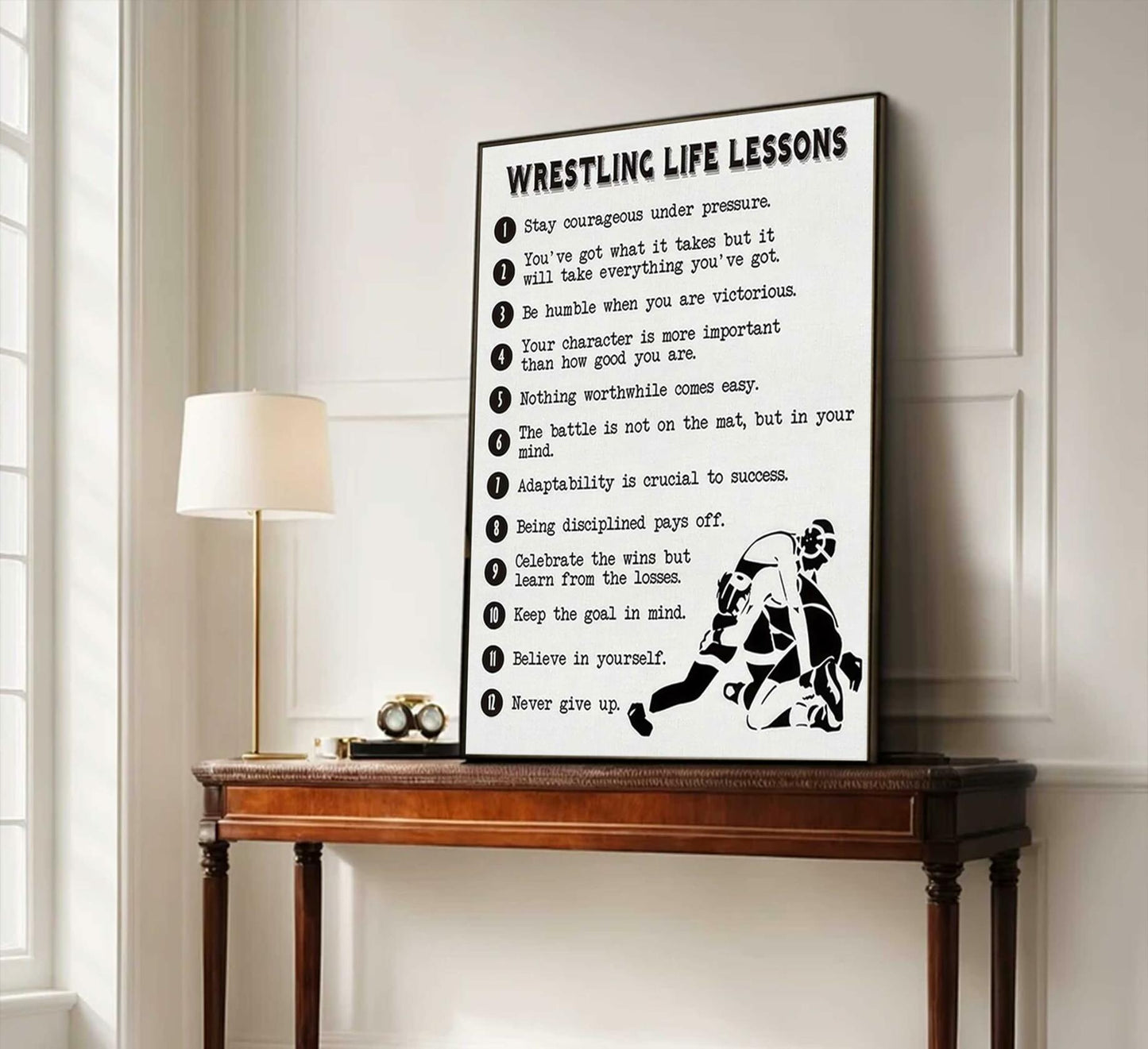 HSHFKLH Inspirational Wrestling Life Lessons Canvas Wall Art Motivational Poster