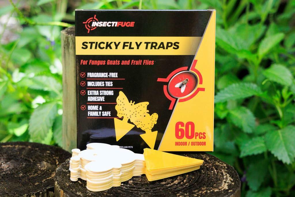 60Pcs Fungus Gnat Sticky Traps with Ties for Indoor Plants - Yellow