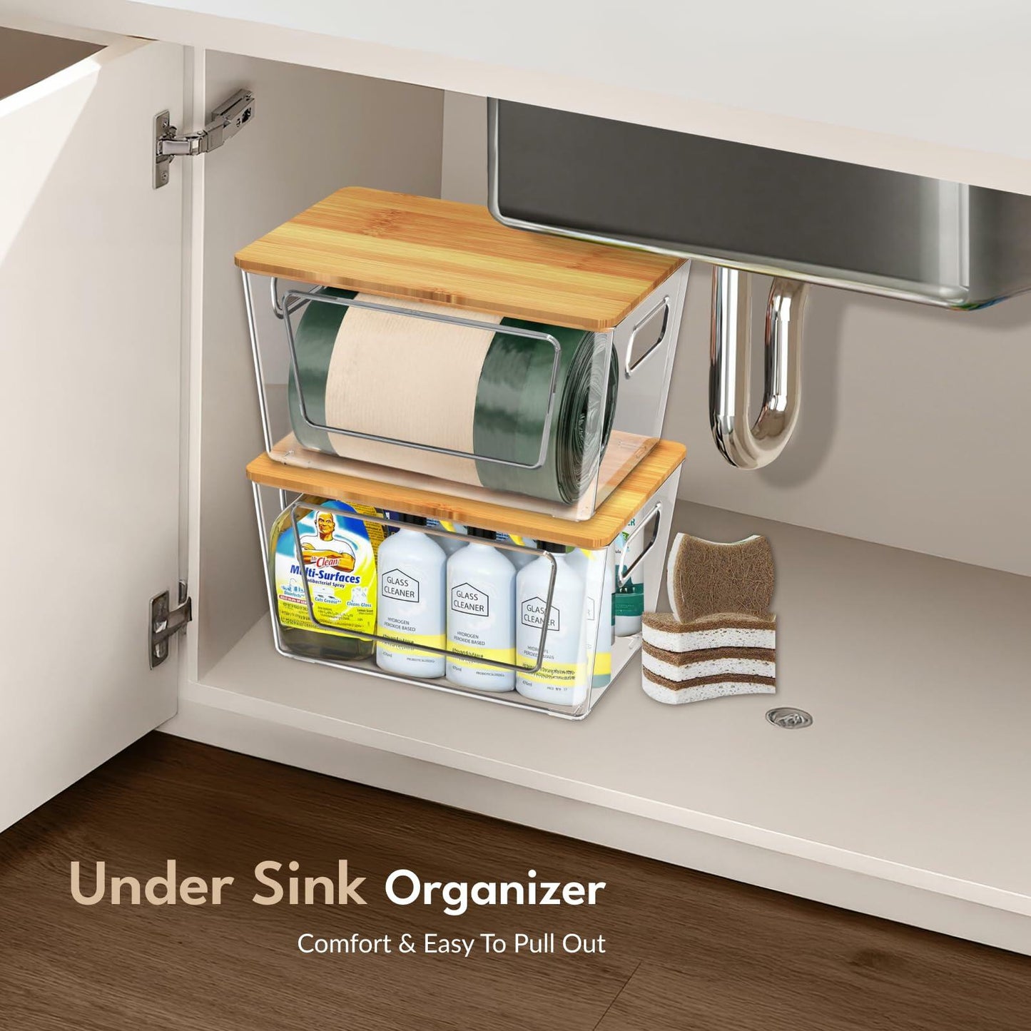 IDEATECH Trash Bag Holder Dispenser Clear for 4/13/30 Gallon Bags 1Pack