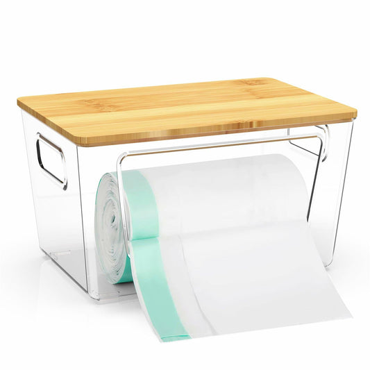 IDEATECH Trash Bag Holder Dispenser Clear for 4/13/30 Gallon Bags 1Pack