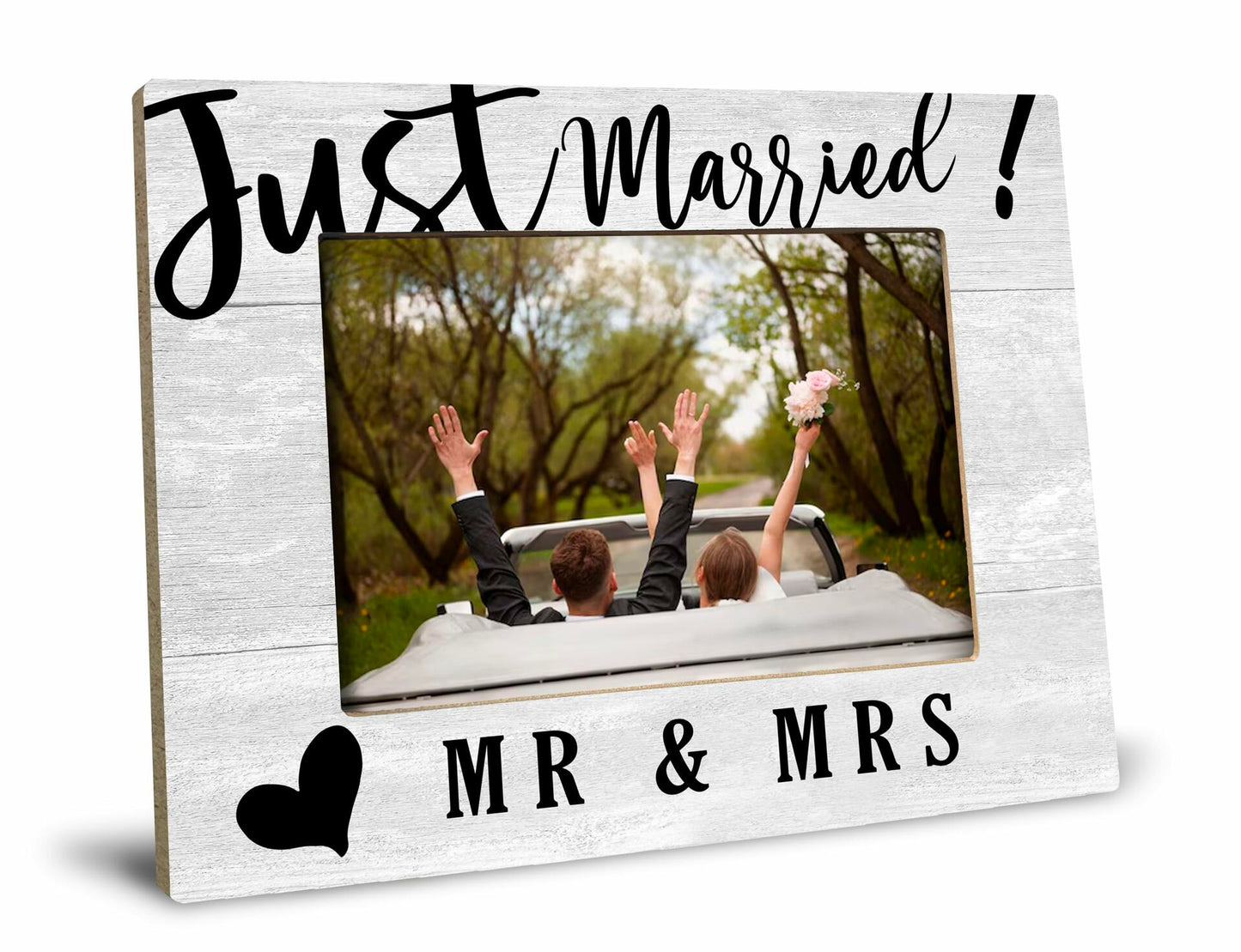XDFVL Just Married Wedding Photo Frame Black 8x10 Horizontal