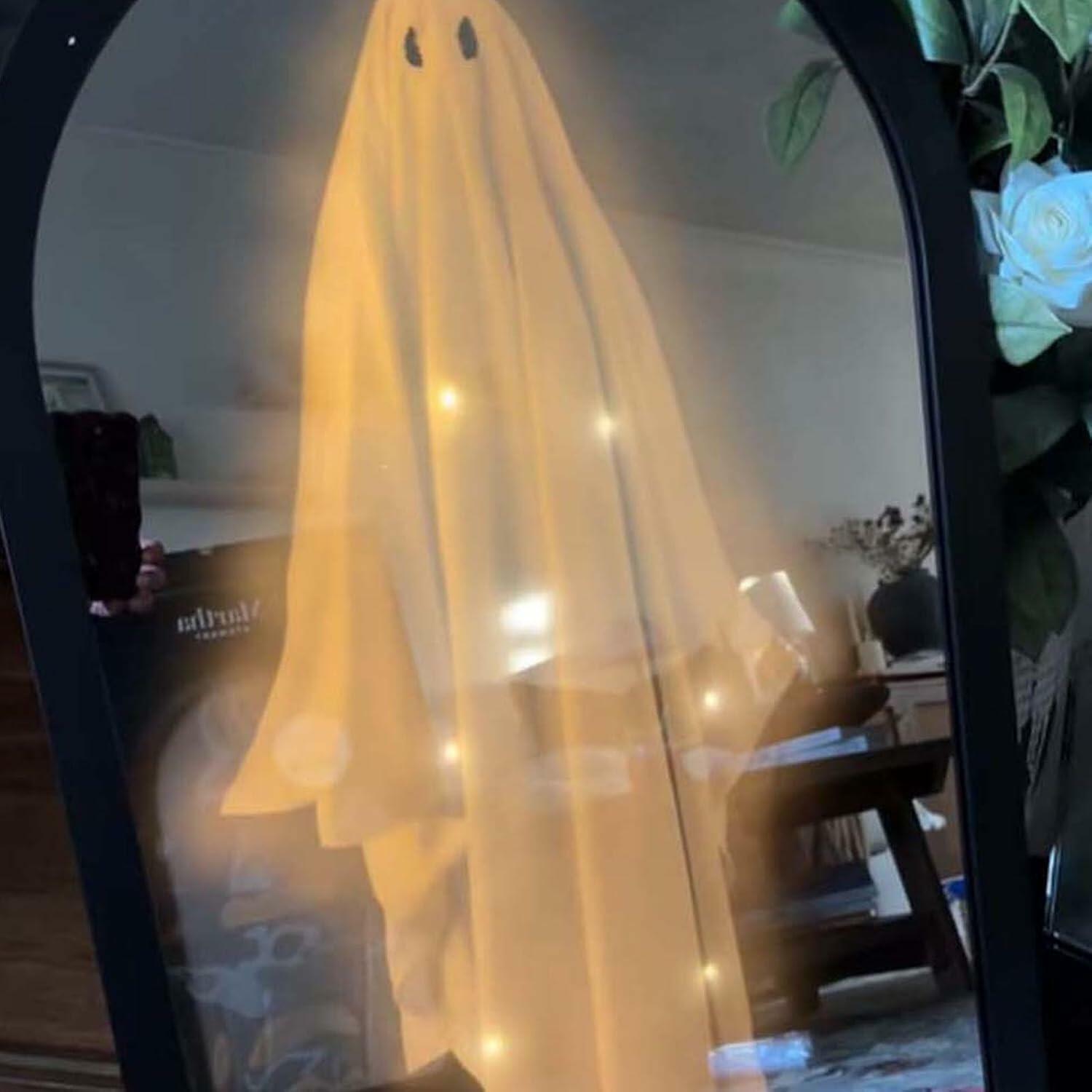 SQUISHYSOFTIES Halloween Hologram Ghost Mirror Acrylic 13x7.8 Wave Warm Light