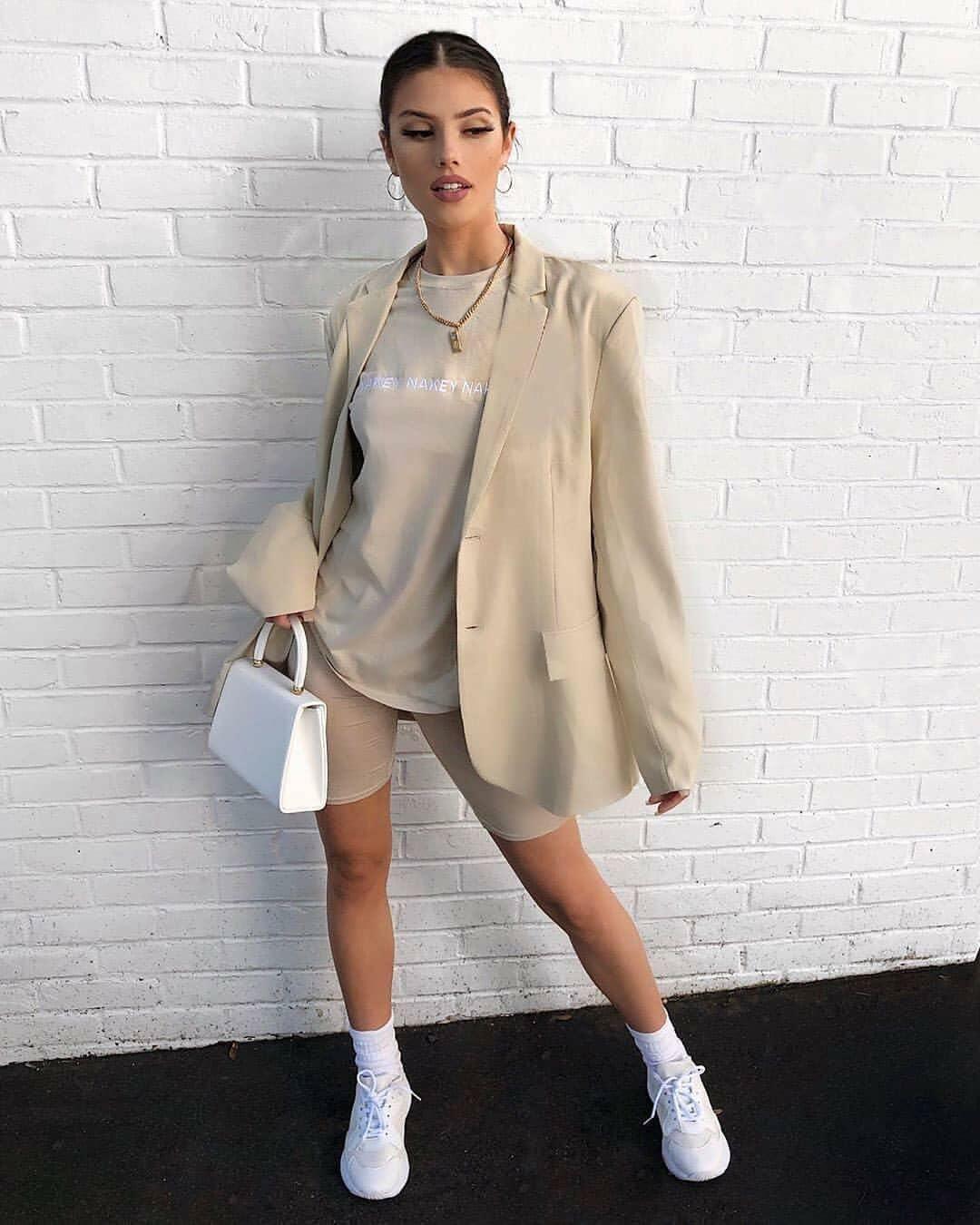 FULLSOFT Women's Biker Shorts with Pockets High Waist Tummy Control Khaki Size S