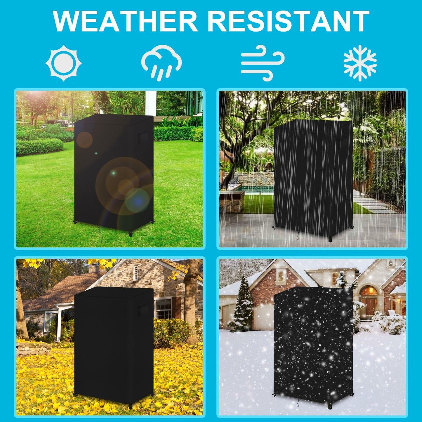 GJMZTQG Heavy Duty Outdoor Turkey Fryer Cover 600D Waterproof Black 15.7x29.9"