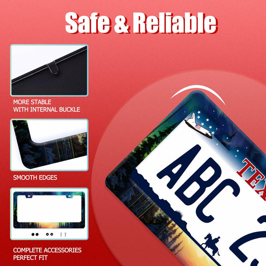 Ocean Waves Stainless Steel License Plate Frame 12.2x6 Inches with Screws