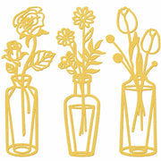 MorningRo 3 Pieces Metal Flowers Wall Decor Vase Rustic Farmhouse Gold