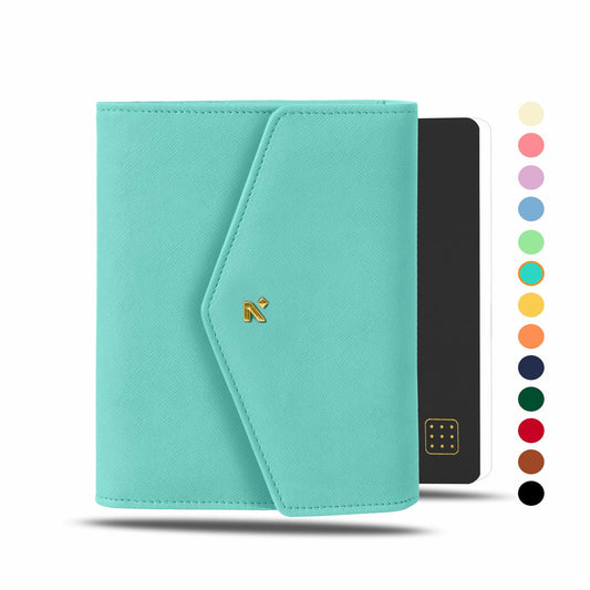 NEORAH B6 Notebook Sleeve Teal Faux Leather Dotgrid Journal Penloop Card Slots
