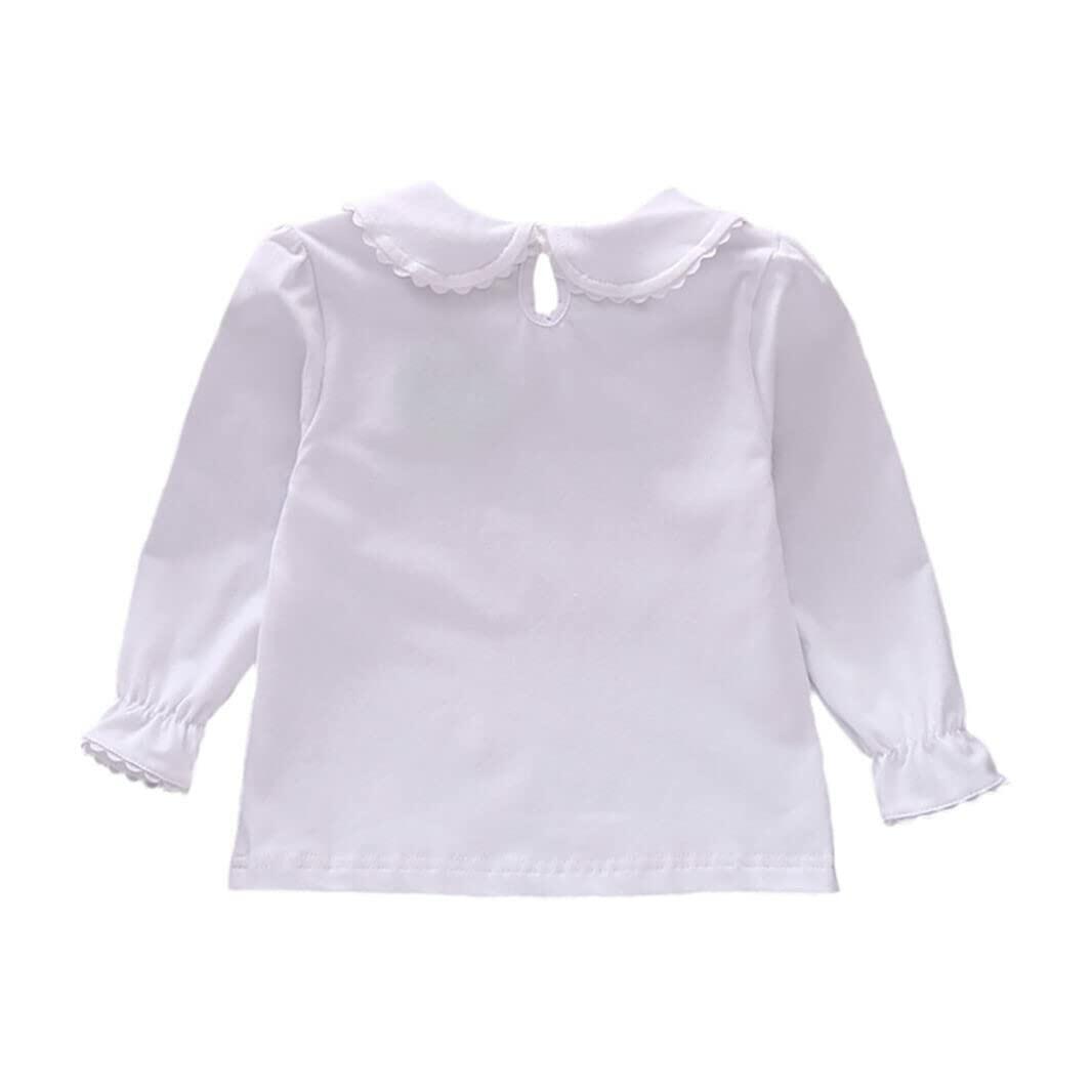 HDLEXD Baby Girls Long Sleeve Doll Collar T-Shirt Blouse White Toddler 5-6T