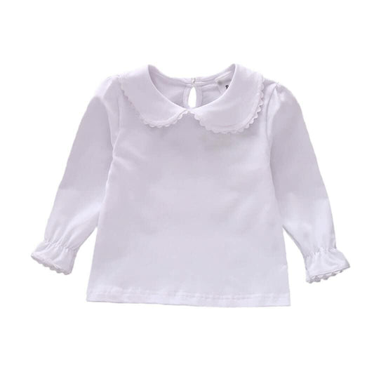 HDLEXD Baby Girls Long Sleeve Doll Collar T-Shirt Blouse White Toddler 5-6T