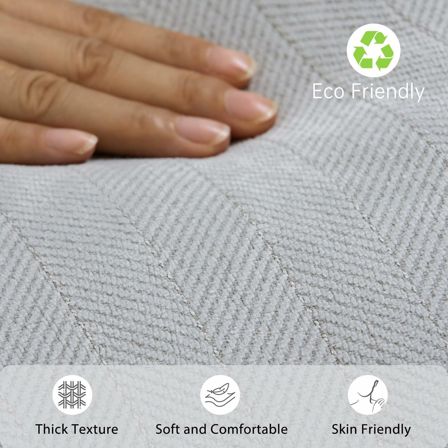 ZWJD Chenille Light Gray Pillow Covers 22x22 Set of 2 Soft Decorative