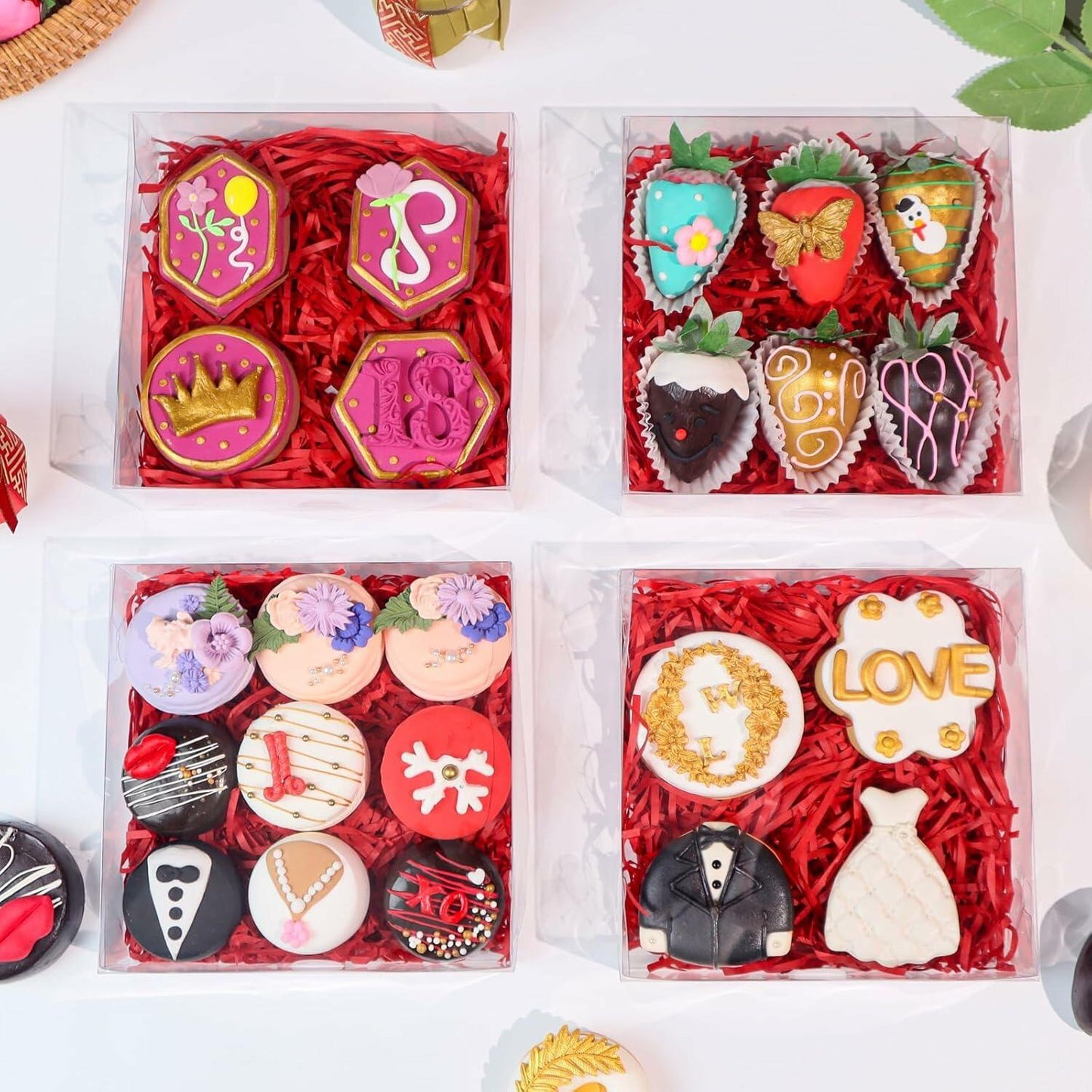 RomanticBaking 20 Pack 6x6x2in Clear Window Cookie Boxes PET Material