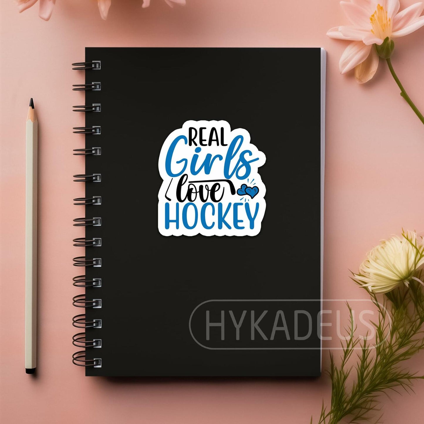 HYKADEUS Real Girls Love Hockey Sticker Decals Waterproof Vinyl 3x2.8 3Pcs