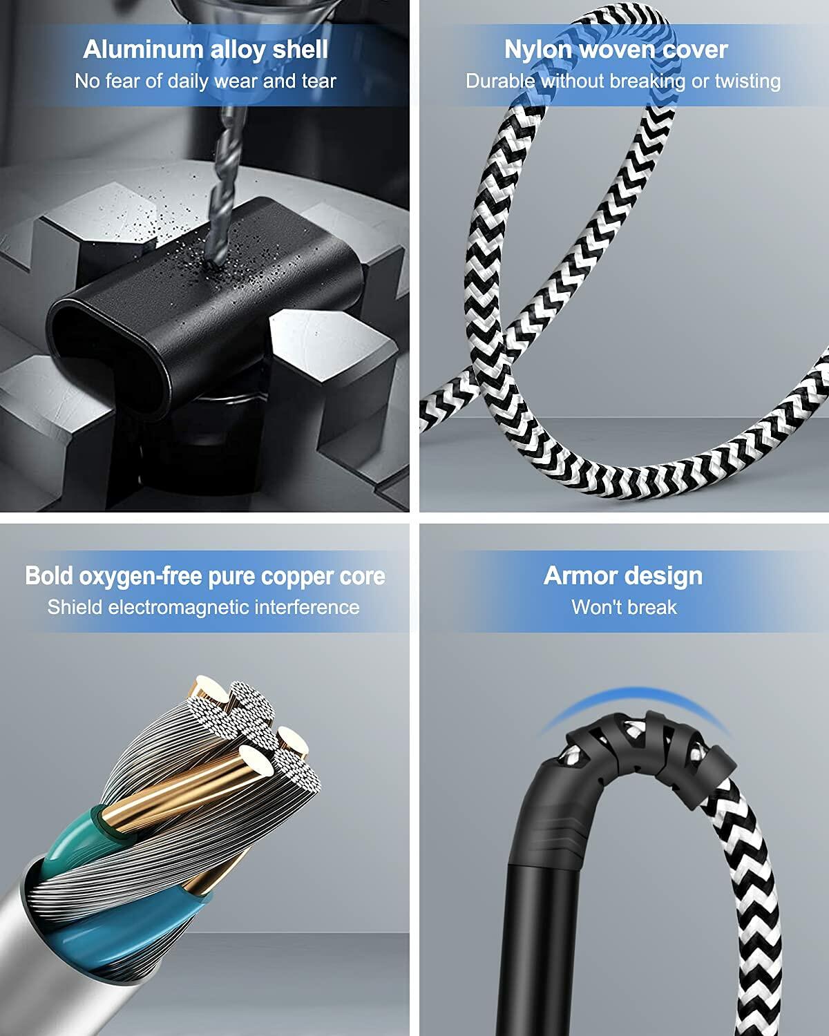 esbeecables Apple iPhone Lightning to 3.5mm Aux Cable Silver 3.3ft