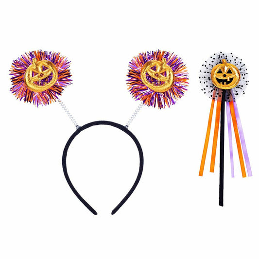 IKOLA Halloween Pumpkin Headband with Wand Set Orange & Purple 1 Count