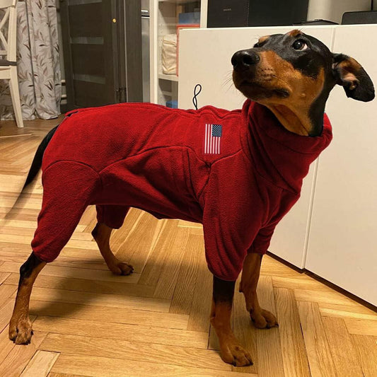 kims cosiart Polar Fleece Dog Jacket Windproof Warm Padded Coat Red Size S