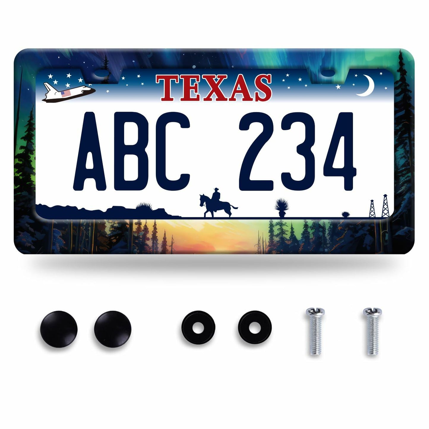 Ocean Waves Stainless Steel License Plate Frame 12.2x6 Inches with Screws