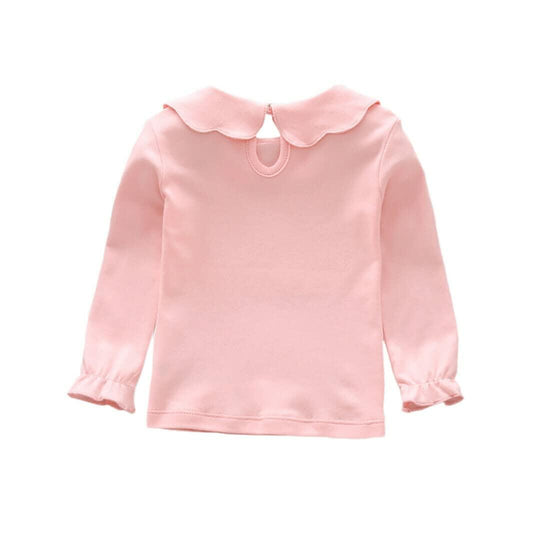 HDLEXD Baby Girls Long Sleeve Doll Collar T-Shirt Pink Size 5T