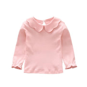 HDLEXD Baby Girls Long Sleeve Doll Collar T-Shirt Pink Size 5T
