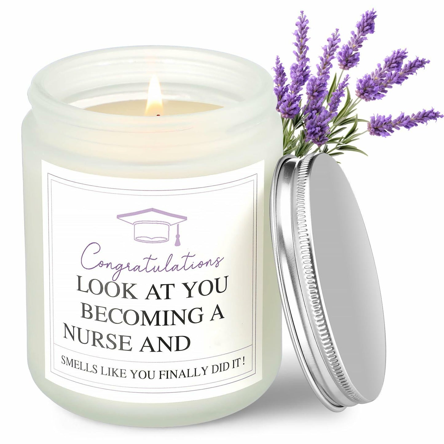 Conelist Nurse Graduation Scented Soy Candle Lavender 7oz Medical Theme