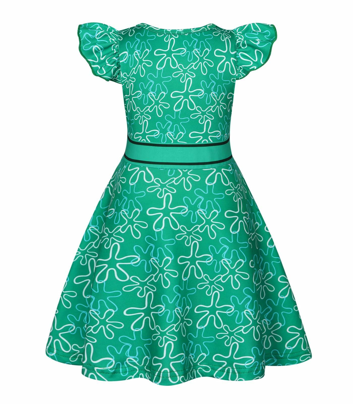 Akokvlar Girls Halloween Disgust Joy Costume Dress Green Size 9-10 Years