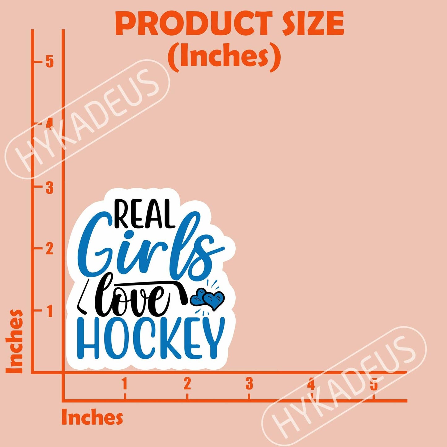 HYKADEUS Real Girls Love Hockey Sticker Decals Waterproof Vinyl 3x2.8 3Pcs
