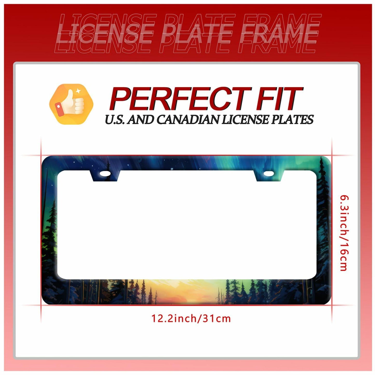 Ocean Waves Stainless Steel License Plate Frame 12.2x6 Inches with Screws