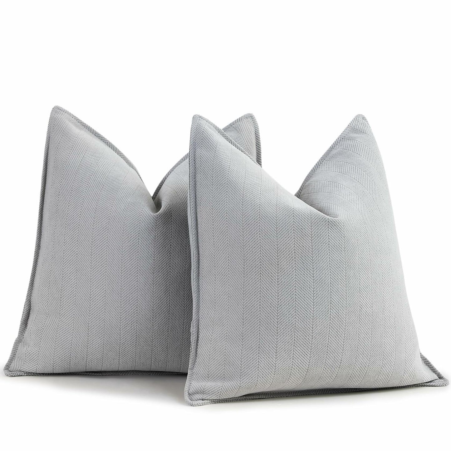 ZWJD Chenille Light Gray Pillow Covers 22x22 Set of 2 Soft Decorative