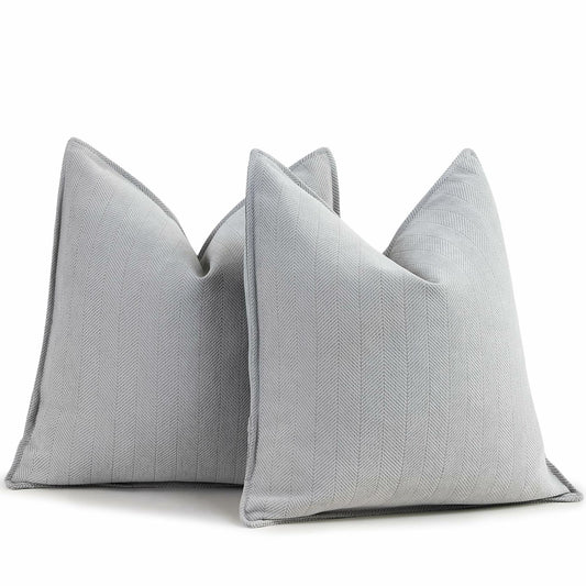 ZWJD Chenille Light Gray Pillow Covers 22x22 Set of 2 Soft Decorative