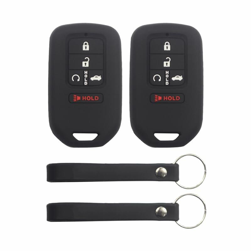 vicover 2Pcs Black Rubber Silicone 5 Buttons Remote Key Fob Case Cover