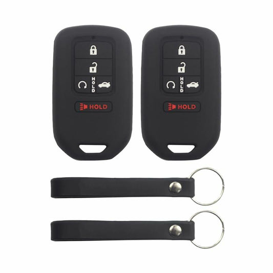 vicover 2Pcs Black Rubber Silicone 5 Buttons Remote Key Fob Case Cover