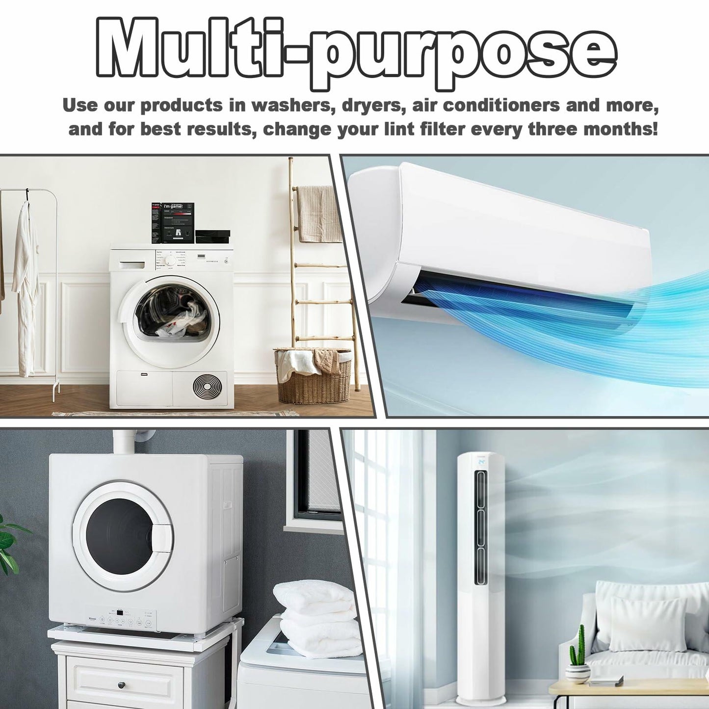 Wshxjzyay 2 Pack WH01x35719 Lint Filter Washer Dryer Combo Black